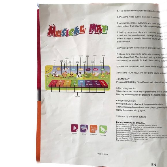 Yiqu Toys Factory Musical Mat Play Record PlayBack Demo Mode Age 12 Months + - Picture 7 of 12